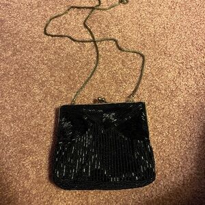 Elegant Black Beaded Evening Bag